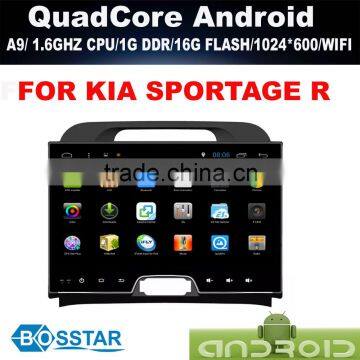 Automotive use car audio gps stereo dvd system FOR KIA SPORTAGE R with quad core high definition multi-touch screen,wifi, bt,dvr