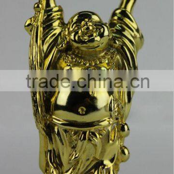 DS2001 beautiful golden yellow resin happy buddha figurine fengshui crafts