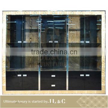 2014 best selling crystal kitchen cabinet, solid wooden cupboard JH14-52 from china supplier-JL&C Furniture