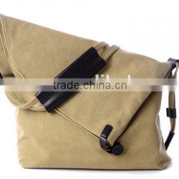 Khaki Men's Canvas Messenger Bag