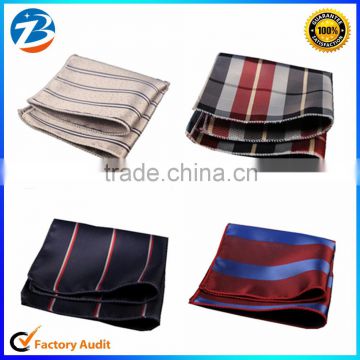 Hot Sale Casual Polyester Silk Free Size Striped Mens Pocket Square