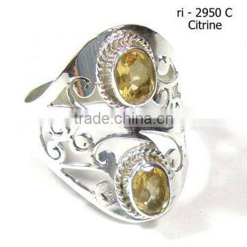 Two stone ring designs 925 silver jewelry semi precious stone Handmade jewelry