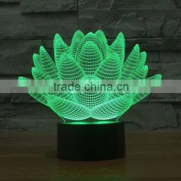 3D Optical Night Light Lotus 7 RGB Light Colors 10 LEDs AA Battery or DC 5V Mixed Lot photo-3