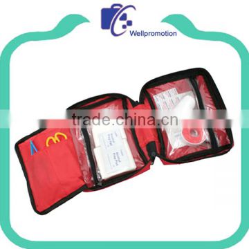 Red first aid medical bag with clear pvc pocket