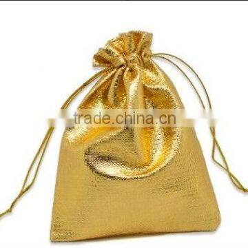 drawstring gold fabric retail bags 6*8cm