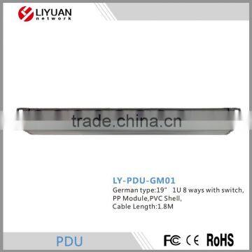 LY-PDU-GM01 Germany type Horitonal Network cabinet Rack mount PDU with switch