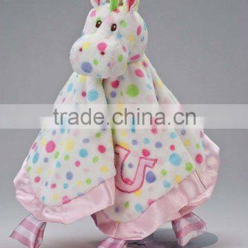 ultra soft and unbelievably cute PASTEL DOT HORSE Snuggler small blanket baby plush toys with embroidery