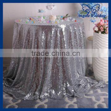 SN021 Good quality Custom made wholesale gorgeous heavy beaded glitter fancy silver sequin wedding table cloths