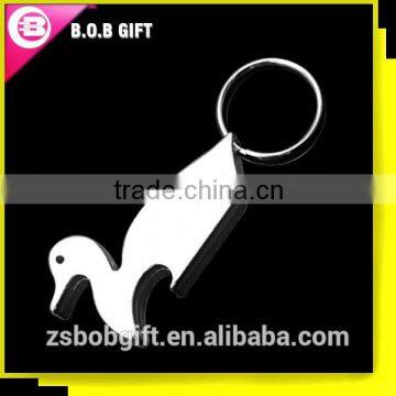 2014 Hot sale duck aluminum bottle opener with keyring