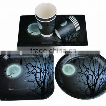 Shaped Custom Printed Halloween Design Paper Plates and Cups Sets photo-4