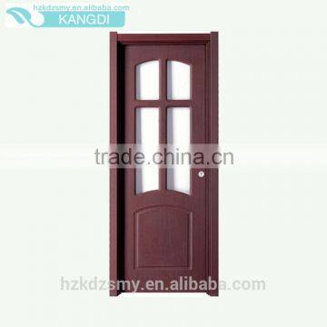 PVC Membrane Foil Simple Design Wood Interior Glass Door