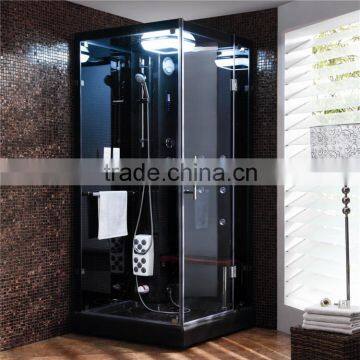 Computer controlled enclosed steam shower room with sliding door parts