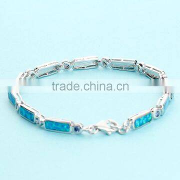 925 Sterling Silver Ocean Synthetic Blue Opal Bracelet Jewelry SBI181W photo-2