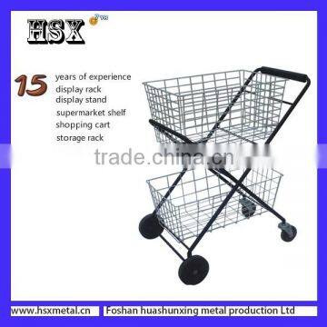 Portable wire double -layer folding tennis ball cart for gym HSX-019