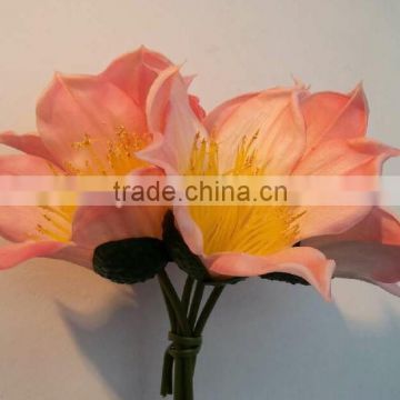 artificial handmade flower bouquet , fabric pink pu common bombax bouquet with 5 head