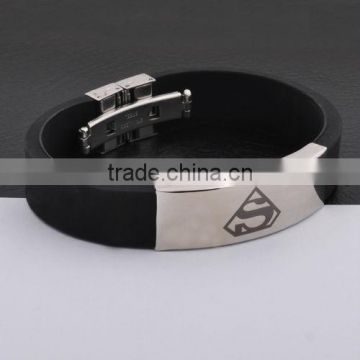 Fashion Stainless Steel Silicone Bracelet Laser Engraving