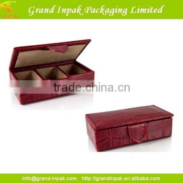 HANDMADE CROCODILE PU LEATHER CUFFLINK BOX WITH LID