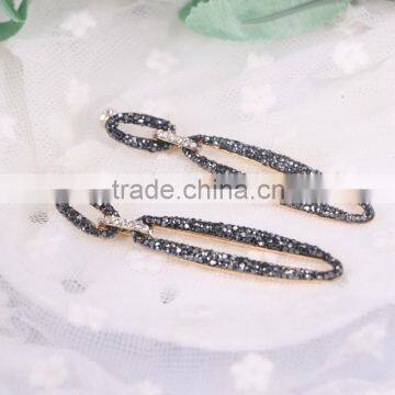 Hollow Oval Gemstone Stud Earring, Rhinestone Paved Golden Earring Designs for Women photo-3