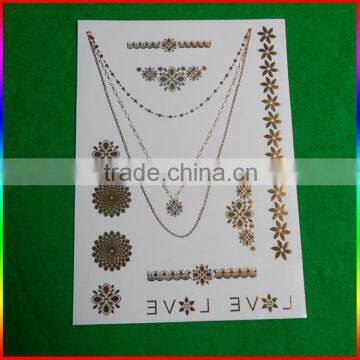 Gold Metallic Necklace Tattoo Stickers/flash Tattoos