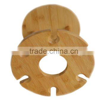 Rotating Bottom Bamboo Table Standing Wine Holder With 6 PCS Glasses photo-5