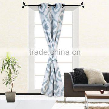 1Pc Wholesale Blue Color Two Tone Plain Jacquard Grommet Ready Made/Readymade Fabric Curtain With Matching Clip For Living Room