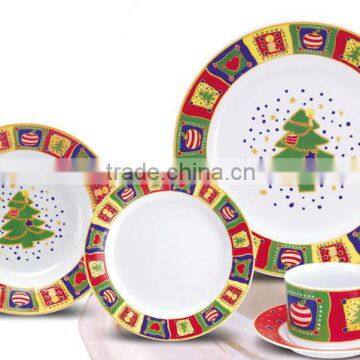 5PCS CHRISTMAS PATTERN CERAMIC STONEWARE DINNER SET WITH CUP AND SAUCER