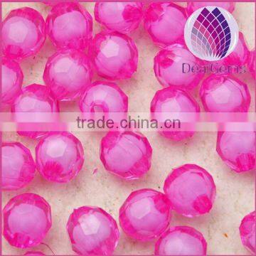 wholesale rose red 14mm Bulk chunky acrylic faceted round ball beads