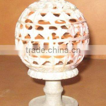 White Marble Hand Carved Candle Holder