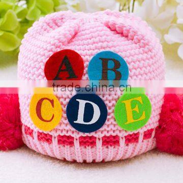 New design baby hat, knitted hat for newborn baby, lovely baby hat sticked with letters