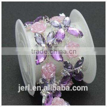Hot Selling Colorful Crystal Rhinestone Bridal Trimmings Chain for Wholesale photo-3
