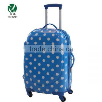 Blue with white dots women's travel luggage