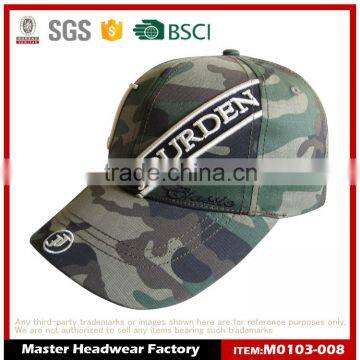 High Quality Custom 6 Panel Camo Cap with 3D Embroidery