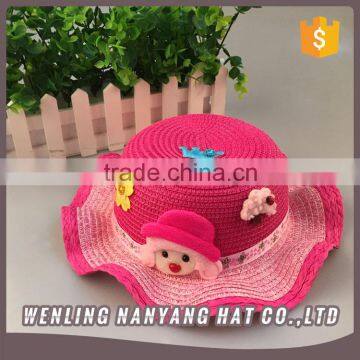 Wholesale Lovely Floppy Wave Brim Straw Hat For Kids 100% Paper Straw
