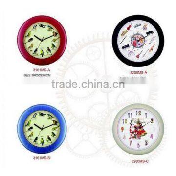 Promotion Decorate Gift Clock With Animal Cat Sound Beautiful Plastic Wall Clock