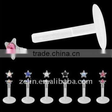 UV acrylic push-in lip labret ring body piercing jewelry