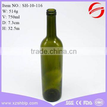 750ml green wine bottle glass price with cork