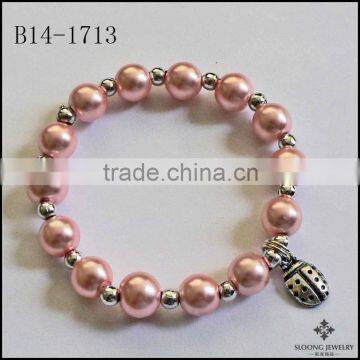 Natural Color Ladybird Charm Beautiful Color Beads Personalized Girls Boys Name Bracelet