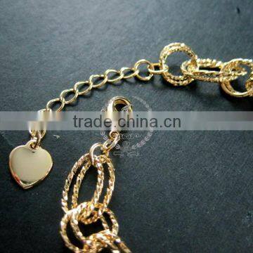 18cm 14K Light Gold Plated Brass Faceted Circle Round Oval Link Fashion DIY Bracelet Supplies 1900063 photo-2