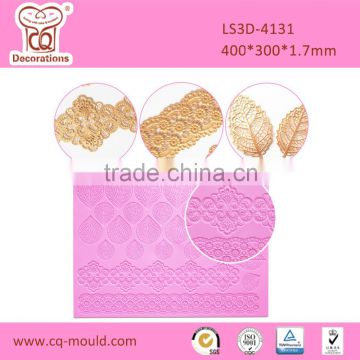 CQ-3D Rose petals & Borders silicone cake lace mat cake icing lace mold