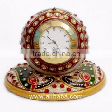 Handmade Round Marble Table Clock