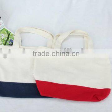 two-tone fabric shopping handbag