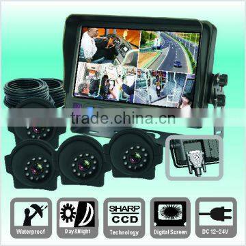 7 inch Reverse Camera System With Quad Screen eliminate blindspot for buss