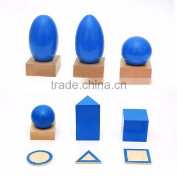 Wooden Educational Baby Toy Montessori Geometric Solids With Stands Bases and Box photo-4