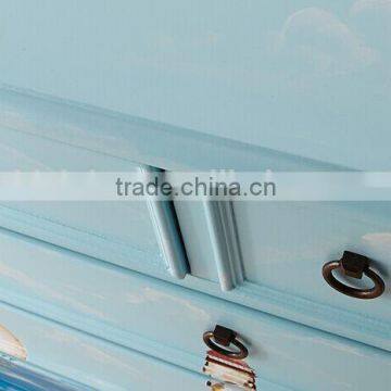 Mediterranean Style Chest of Drawers, Sailing Boat Handpainting Storage Cabinet, Solid Wood Living Room Cabinet (BF01-X1153) photo-6