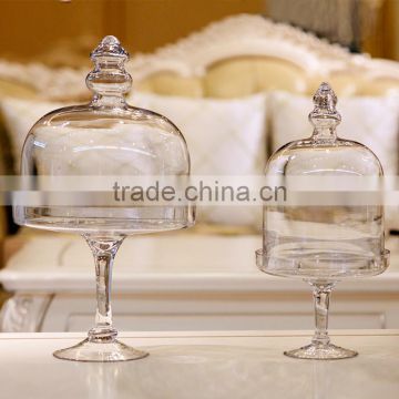 Large hand blown home or wedding table centerpieces bell glass jars with long stem for food store