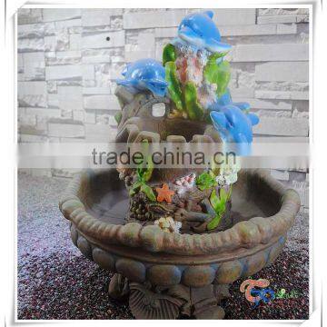 Indoor resin three dolphin water fountain