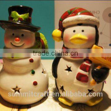 Ceramic 3d Santa Snowman Decoration Christmas Candle Holders photo-4