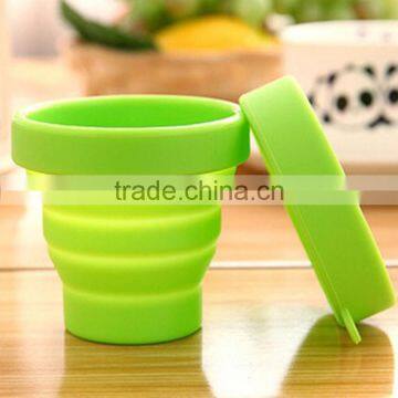 silicone collapsible cup with lid, portable travel folding water cup,silicone cup customized