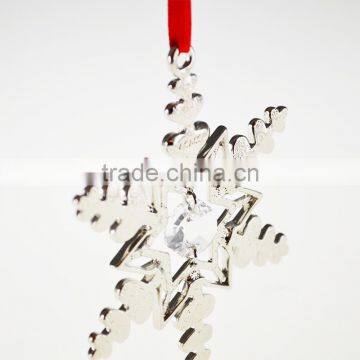 14K Gold Plated Metal Xmas Star Shape Snowflake Ornament With Pink Crystals From Swarovski photo-6