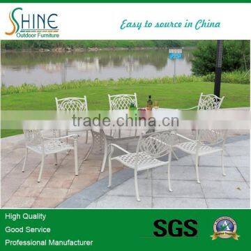 white casting aluminum dining chairs with table(6+1) SCAF029